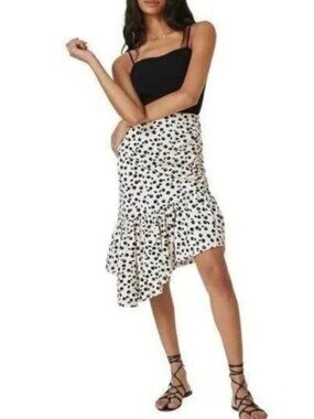 Maeve Slim Flounced Mini Skirt | Cherry Print | Size L